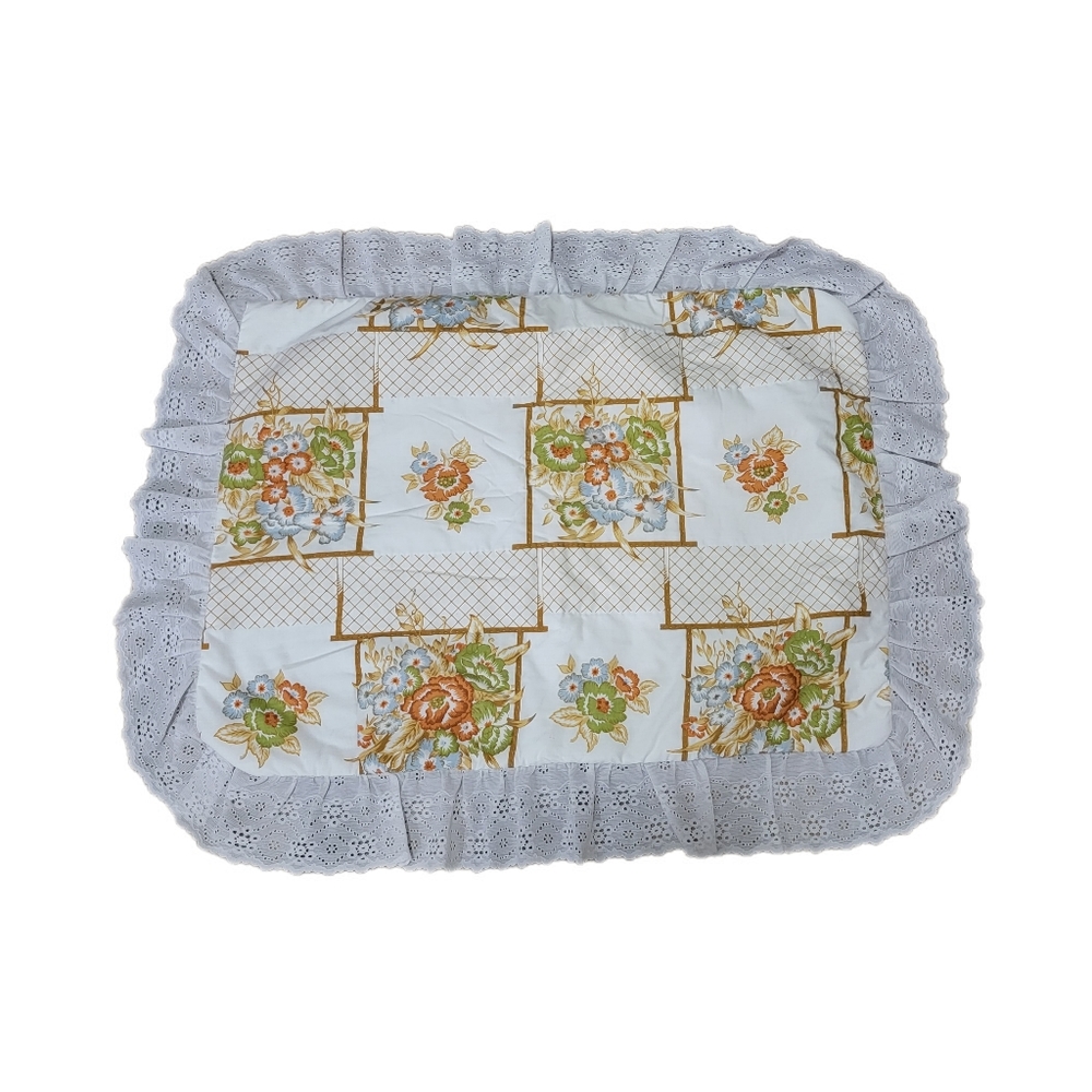 Set Of 2 Handmade Floral White Eyelet Lace Pillow Shams Cottage Core